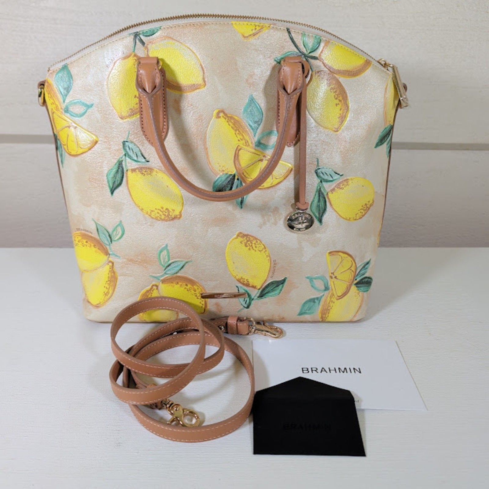 Brahmin Large Duxbury Amalfi Lemon Leather Satchel Nwot Rare Shoulder B